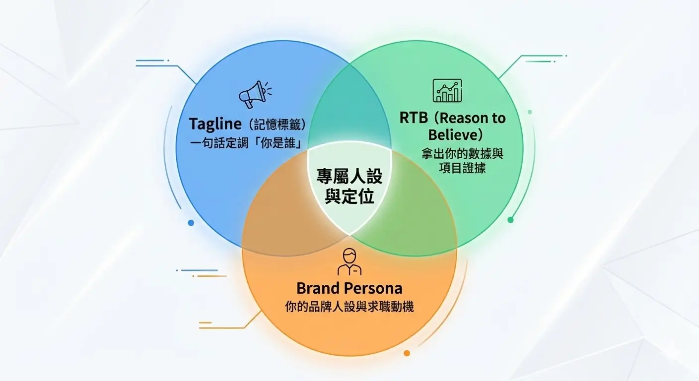 外商面試技巧是把自己當作一個「品牌」來經營，在面試中建立鮮明的「人設」，包括Tagline、RTB、Brand Persona 等等技巧。